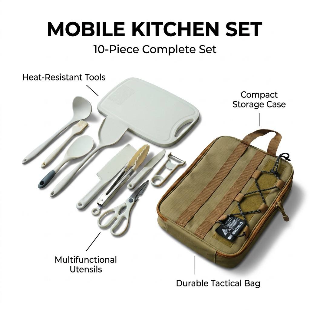 Camping Cooking Equipment Bag - Juego de utensilios de cocina portátiles