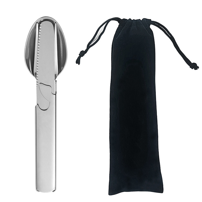 Quechua Camping Cooking Set - 4 unids/set portátil de acero inoxidable