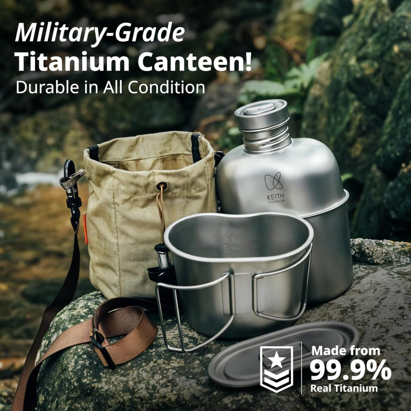 Camping Cooking Kit - Botella de titanio Keith para exteriores,
