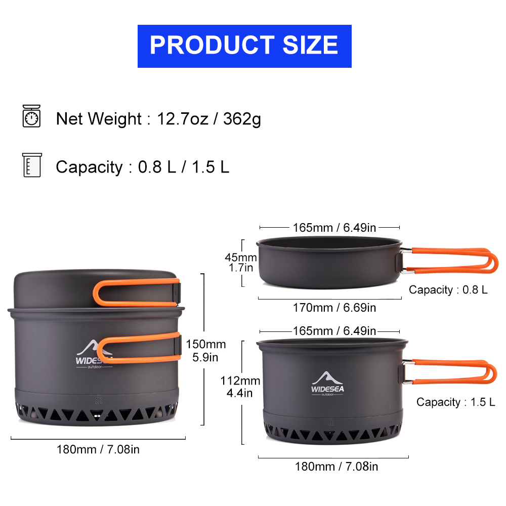 Widesea-olla de Camping de 1,3 - Quechua Camping Cooking Set reseña y precio