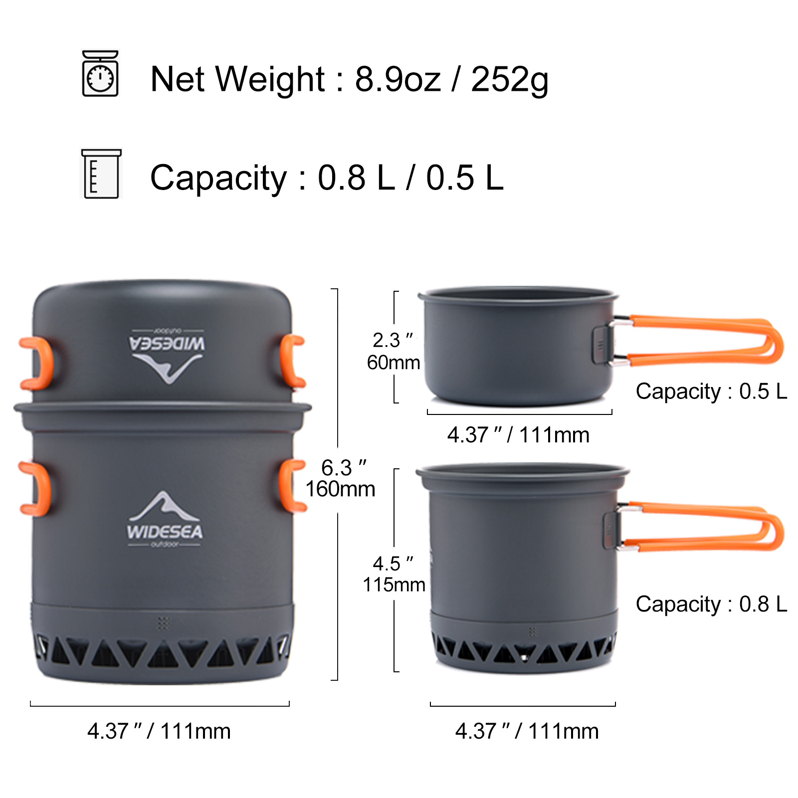 Widesea Camping 1.3L 2.3L uten - Quechua Camping Cooking Set reseña y precio